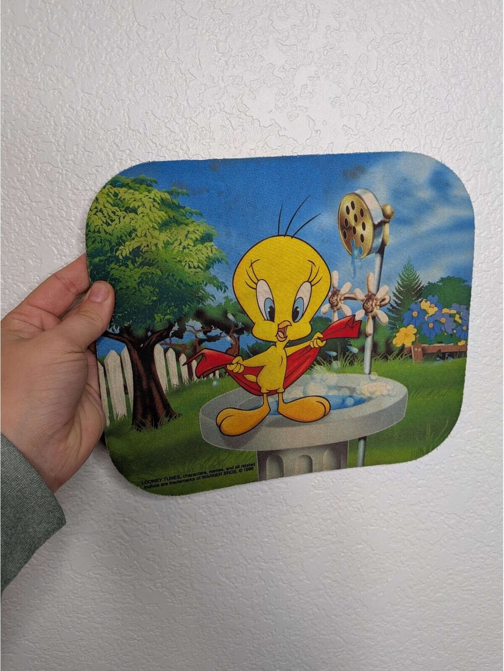 Vintage 1996 Looney Tunes Tweety Bird Mouse Pad Warner Bros Garden